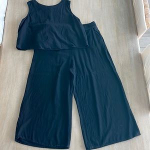 Linen blend pants and top L